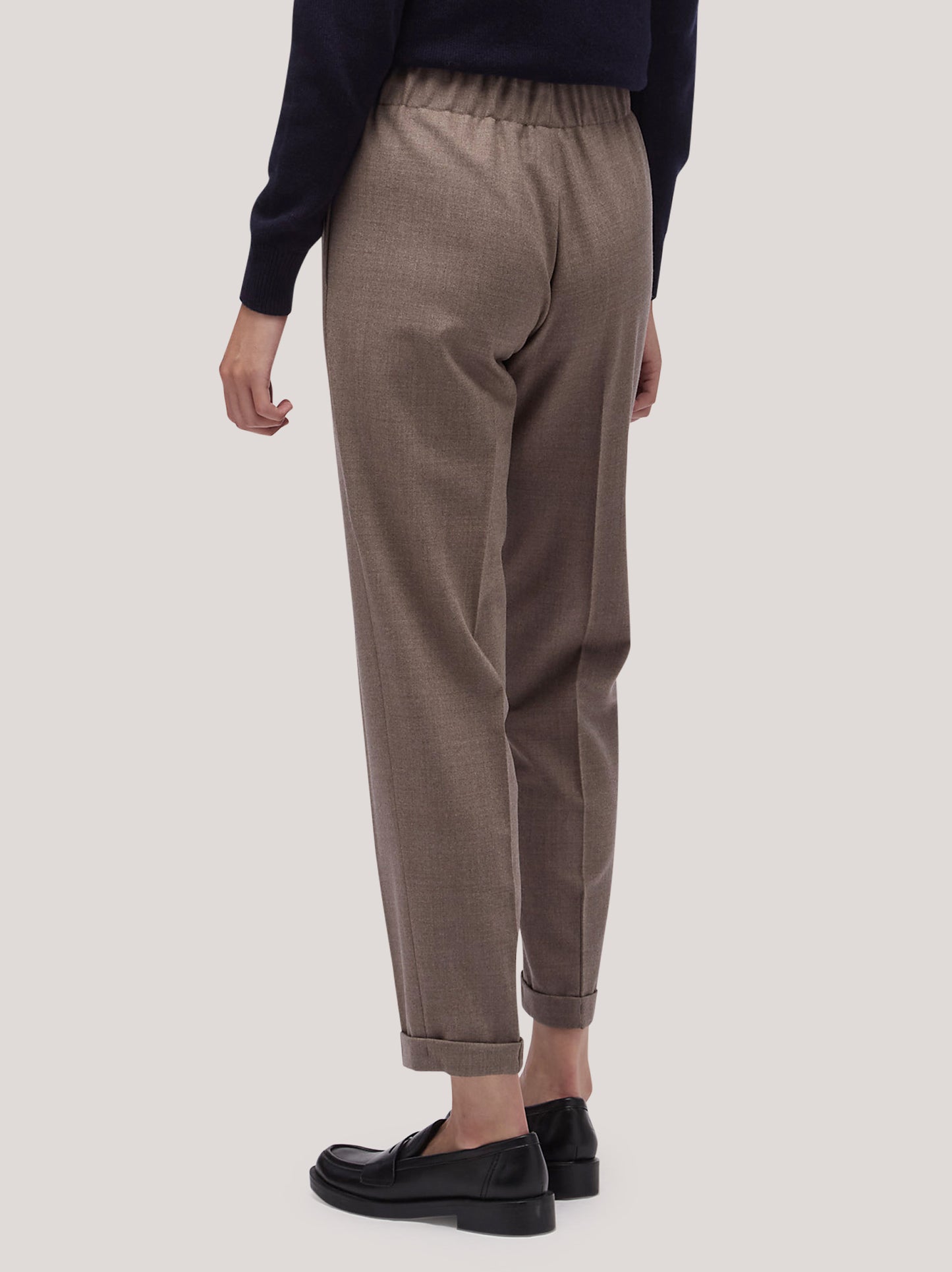 Women's flannel trousers with drawstring tortora pam001_25_f2519a_tor001 68144978100550