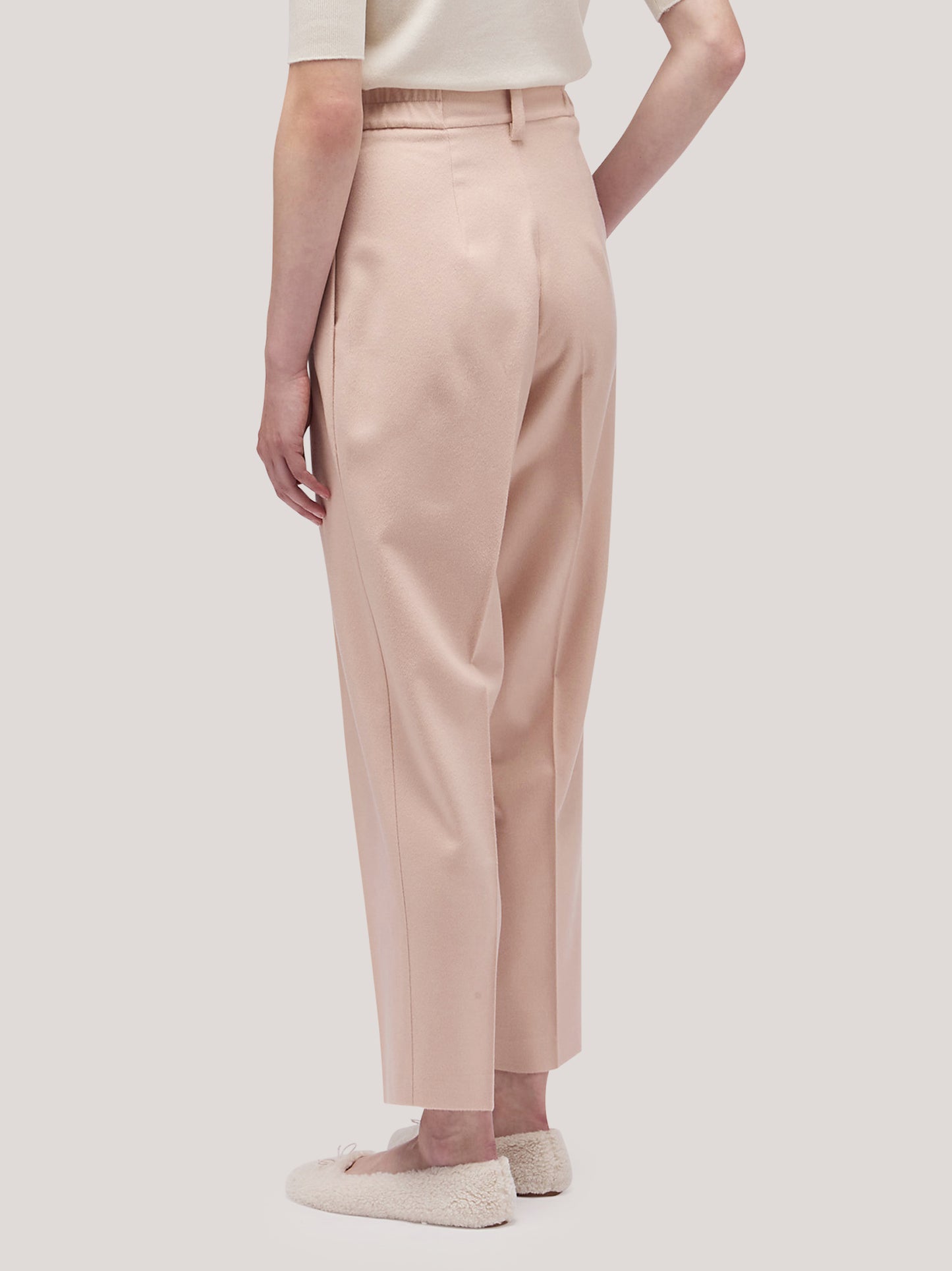 Pantalone donna a uovo in flanella cipria pam188_f2513a_ci0001 68145135485254