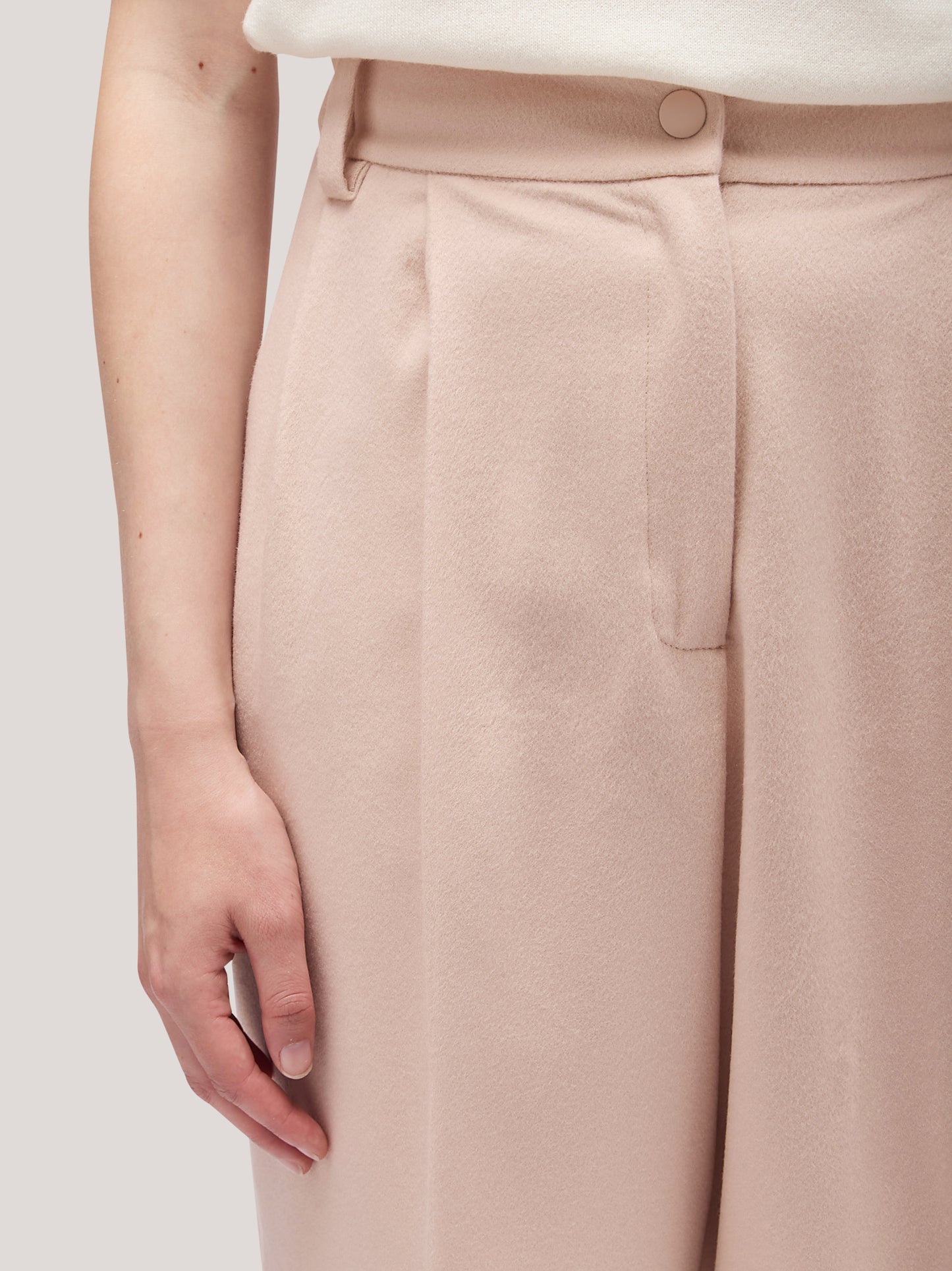 Pantalone donna a uovo in flanella cipria pam188_f2513a_ci0001 68145135518022