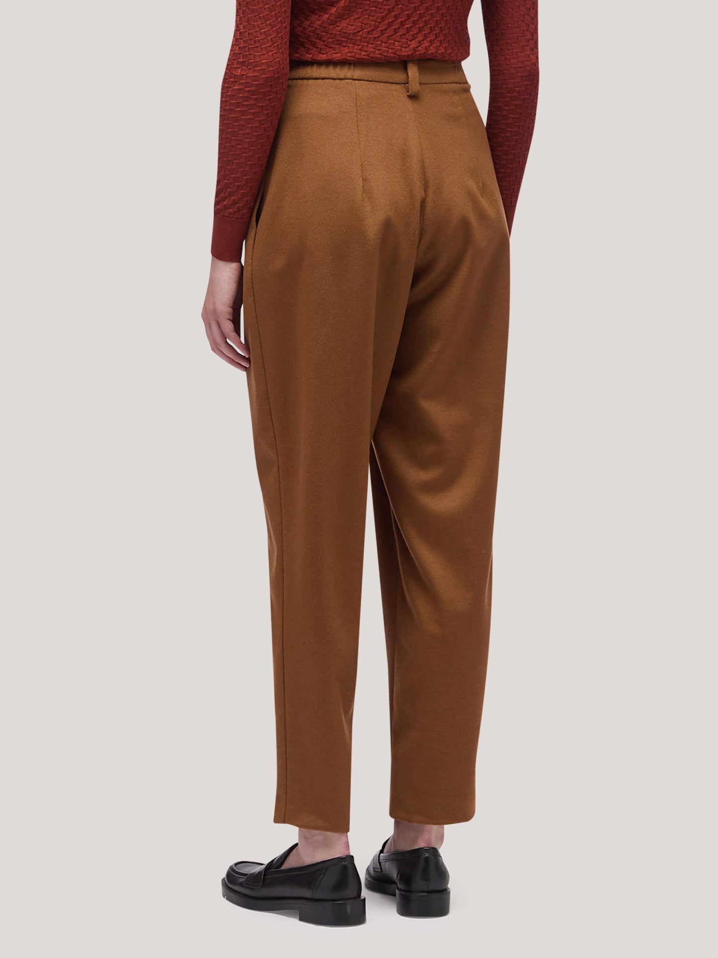 Pantalone donna a uovo in flanella tabacco pam188_f2513a_ta0001 68145088594246