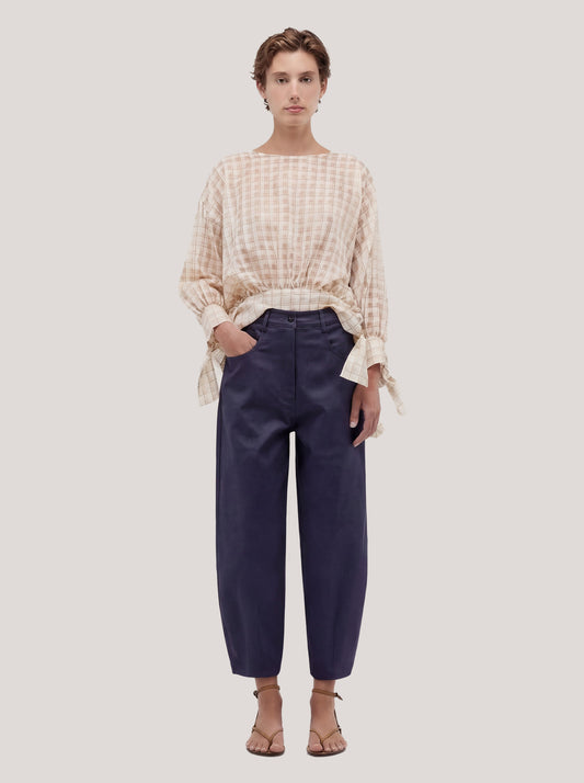 Pantalone a palloncino in gabardine blu navy pam215_s2612b_tblnav