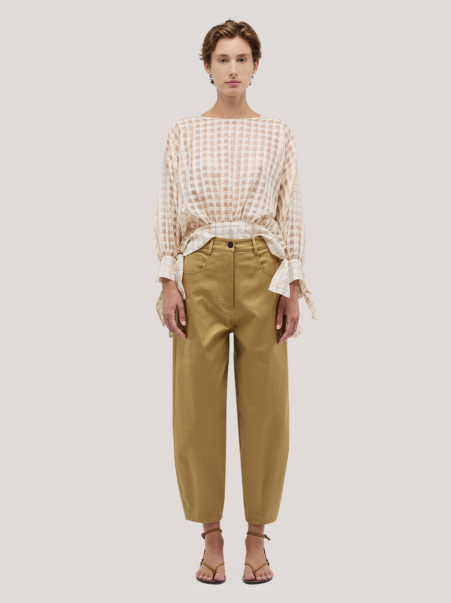 Pantalone a palloncino in gabardine sable pam215_s2612b_tsable 72020509393222