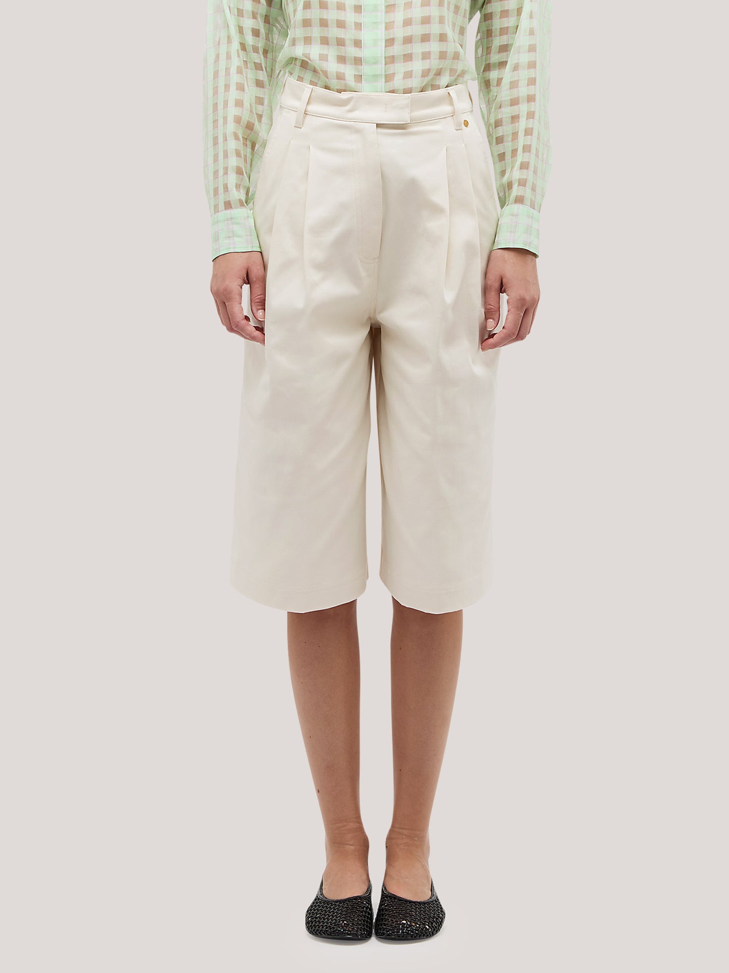 Bermuda shorts in gabardine panna pam216_s2612b_tpanna 72020533870918