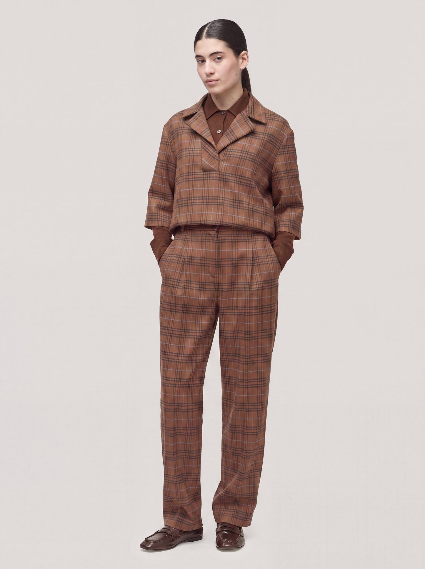 Carrot fit trousers in Glen check flannel volcano pam232_t22_f26-22_tvulca 74822883803462