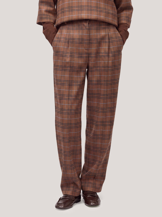 Carrot fit trousers in Glen check flannel - Carrot fit trousers in Glen check flannel alt - 002