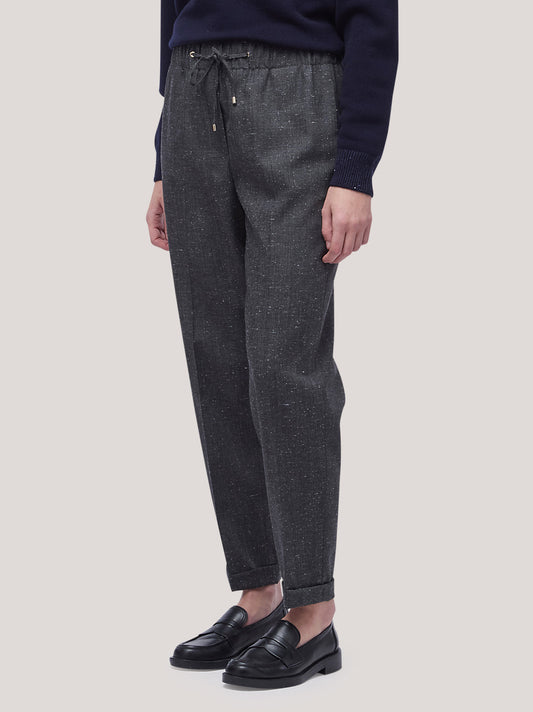 Drawstring trousers in flecked fabric graphite pam236_t26 n_f26-26_tgrafi