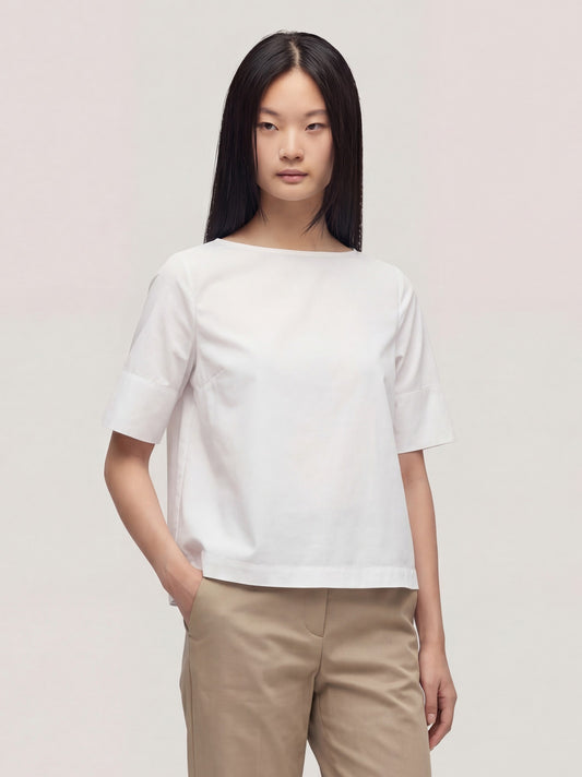 Blusa a scatola manica corta bianco pgc048_col3_tbianc