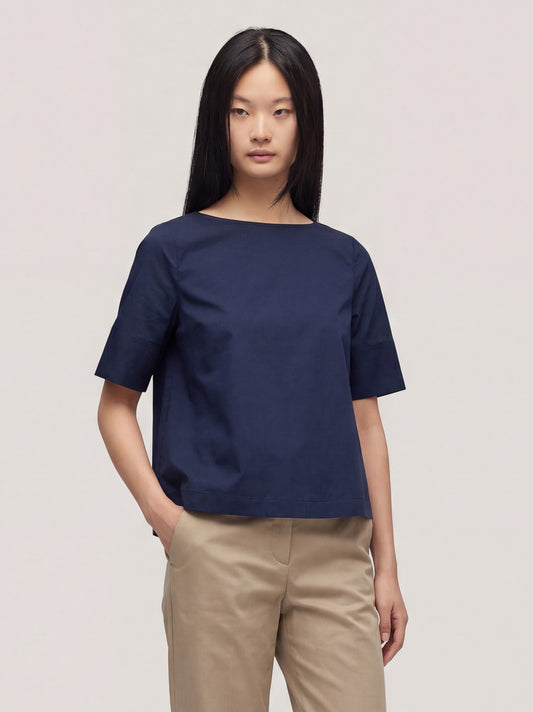 Blusa a scatola manica corta blu pgc048_col3_tblu00