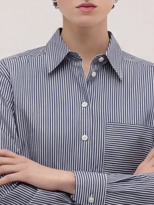 Camicia over a manica lunga rigata - Camicia over a manica lunga rigata alt - 002