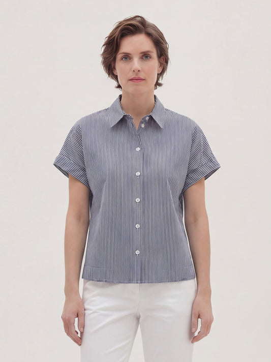 Camicia kimono a scatola rigata blu pgc051_col3_tblu00