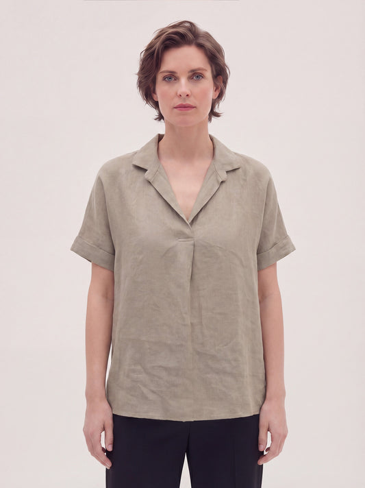 Blusa serafino in puro lino con maniche kimono duna pgc055_col3_tduna0