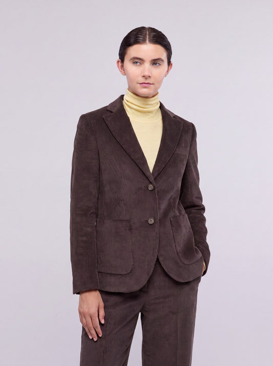 Single-breasted velvet jacket with patch pockets moka pgi036_n_col3_tmoka0