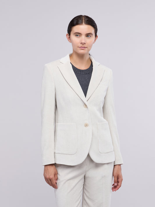 Single-breasted velvet jacket with patch pockets cream pgi036_n_col3_panna