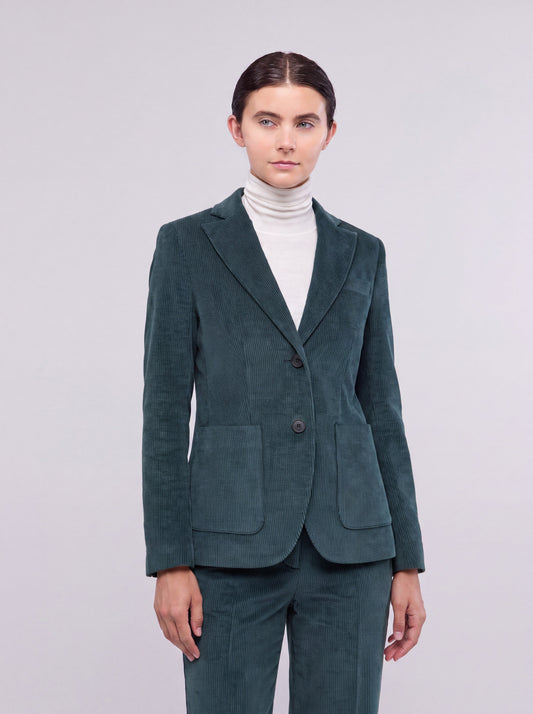 Single-breasted velvet jacket with patch pockets emerald pgi036_n_col3_tsmera