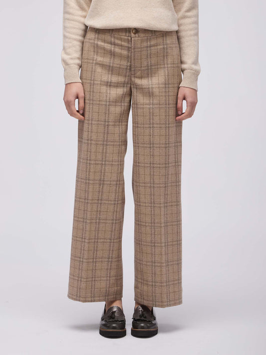 Pantalone palazzo fantasia galles brown pnd101_col2_tbrown