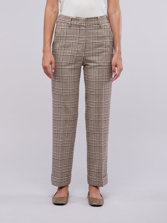 Prince of wales check straight trousers with cuffs muschio pnd137_n_col3_tmusch