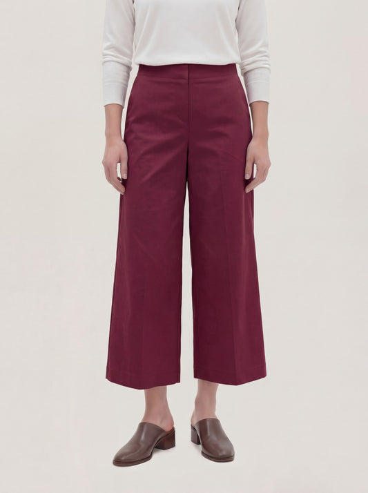 Pantalone ampio in tela vela crop amarena png260_col3_tamare