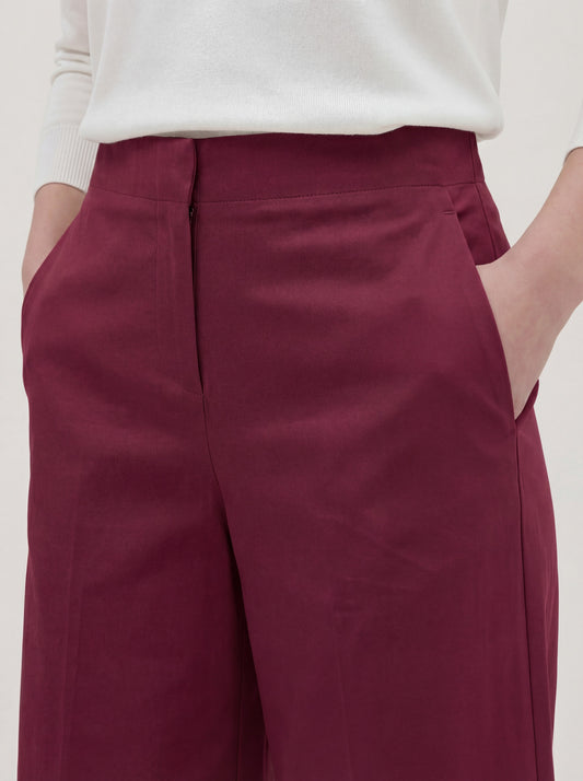 Pantalone ampio in tela vela crop - Pantalone ampio in tela vela crop alt - 002