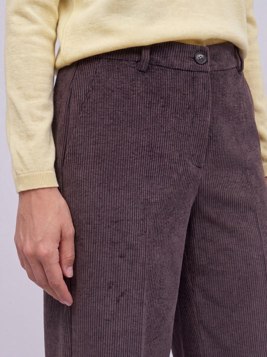 Wide-leg velvet palazzo trousers with slash pockets - Wide-leg velvet palazzo trousers with slash pockets alt - 002