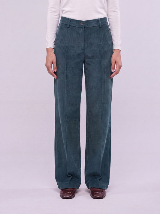 Wide-leg velvet palazzo trousers with slash pockets emerald png268_n_col3_tsmera