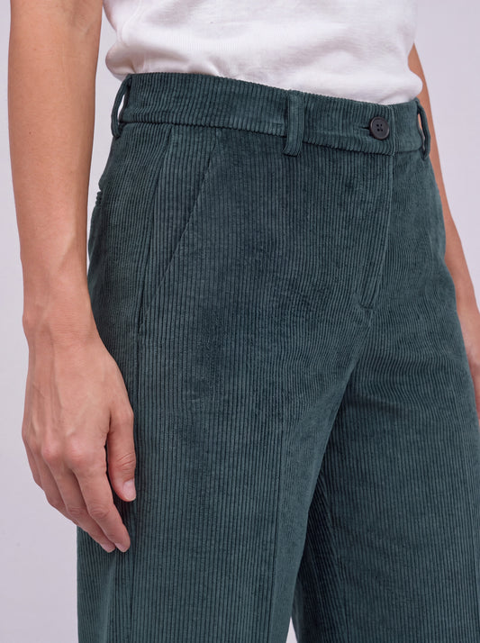 Wide-leg velvet palazzo trousers with slash pockets - Wide-leg velvet palazzo trousers with slash pockets alt - 002