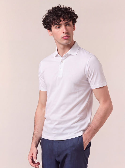 Polo mezza manica collo camicia filoscozia bianco poc075_col3_tbianc