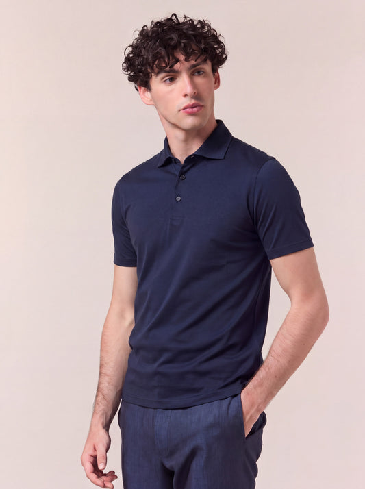 Polo mezza manica collo camicia filoscozia notte poc075_col3_tnotte