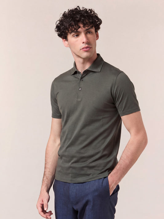 Polo mezza manica collo camicia filoscozia verde poc075_col3_tverde