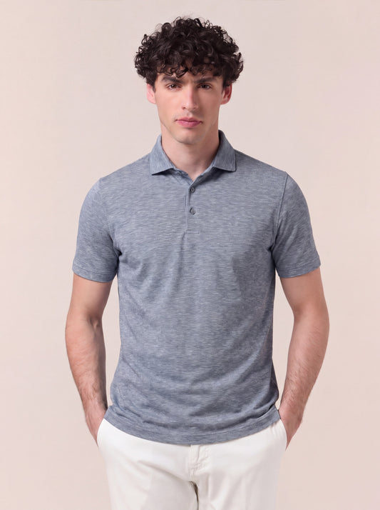 Polo mezza manica con collo camicia blu poc077_col3_tblu00