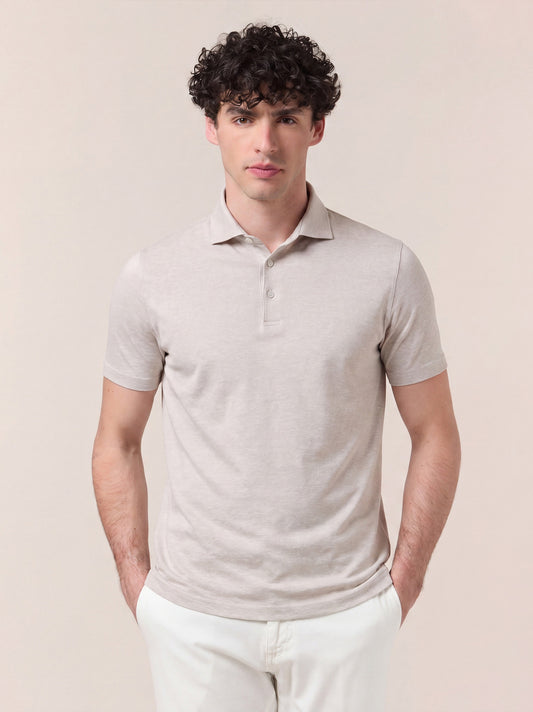 Polo mezza manica con collo camicia sabbia poc077_col3_tsabbi