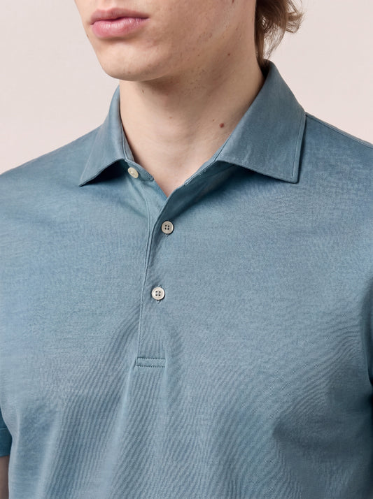Maglia polo mezza manica con collo camicia in cotone, no taschino - Maglia polo mezza manica con collo camicia in cotone, no taschino alt - 002