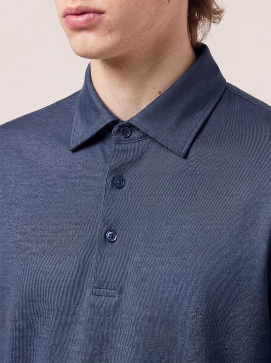 Maglia polo mezza manica con collo camicia in cotone, no taschino - Maglia polo mezza manica con collo camicia in cotone, no taschino alt - 002