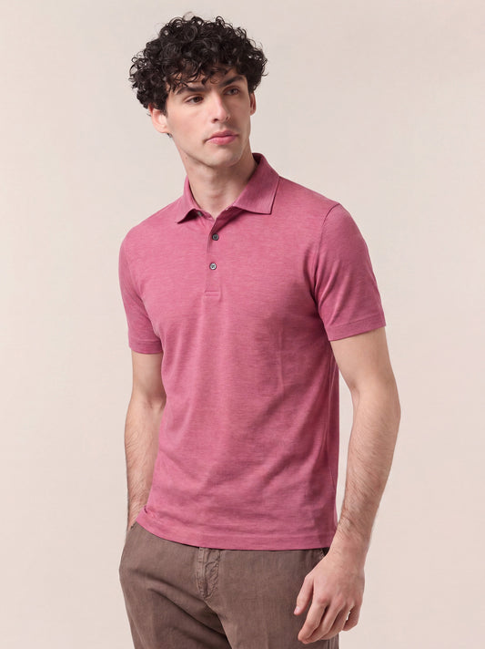 Maglia polo in oxford con collo camicia e mezza manica, no taschino amaranto poc082_col3_tamara