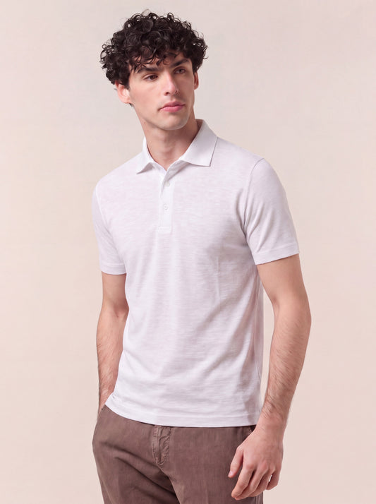 Maglia polo in oxford con collo camicia e mezza manica, no taschino bianco poc082_col3_tbianc