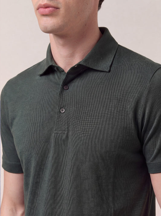 Maglia polo in oxford con collo camicia e mezza manica, no taschino - Maglia polo in oxford con collo camicia e mezza manica, no taschino alt - 002