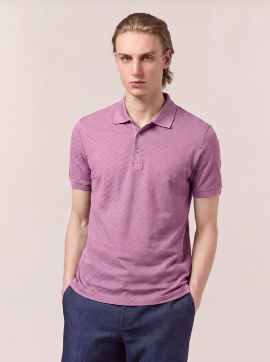 Maglia polo a rombi con collo in maglia mezza manica orchidea poc084_col3_torchi
