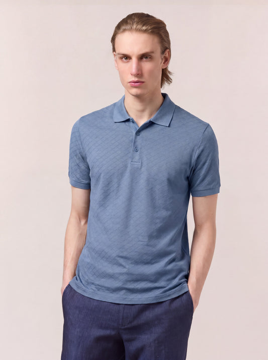 Maglia polo a rombi con collo in maglia mezza manica polvere poc084_col3_tpolve
