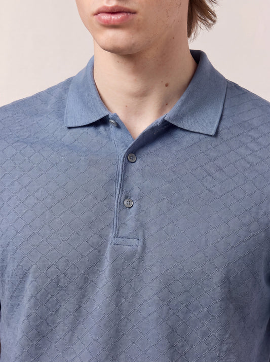 Maglia polo a rombi con collo in maglia mezza manica - Maglia polo a rombi con collo in maglia mezza manica alt - 002