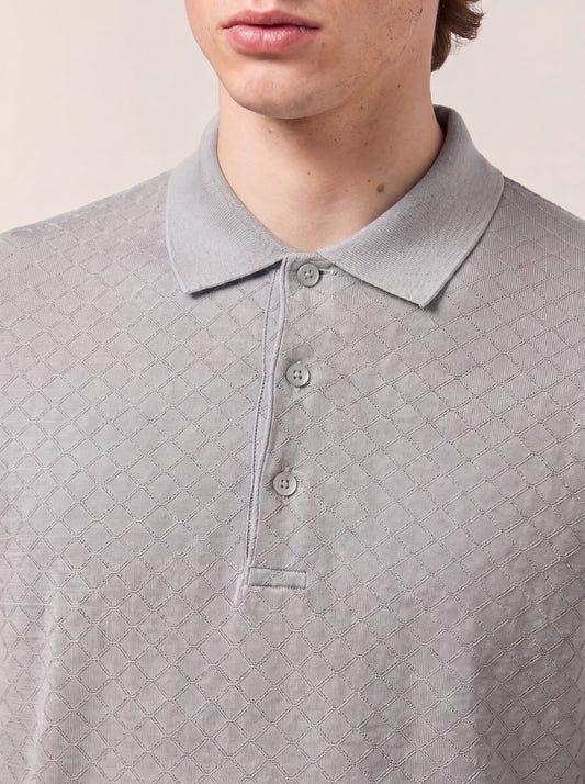 Maglia polo a rombi con collo in maglia mezza manica - Maglia polo a rombi con collo in maglia mezza manica alt - 002