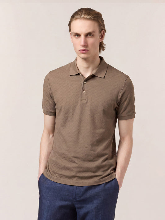 Maglia polo a rombi con collo in maglia mezza manica terra poc084_col3_tterra