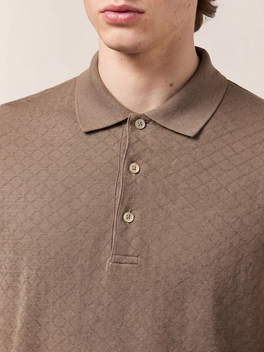 Maglia polo a rombi con collo in maglia mezza manica - Maglia polo a rombi con collo in maglia mezza manica alt - 002