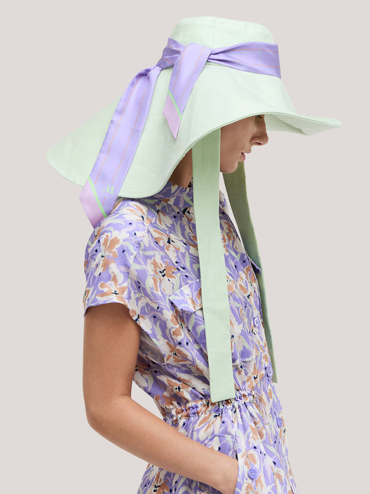 Bandeau in seta fantasia quadrillage, 6x120 lavander sca056_s2613b_tlavan