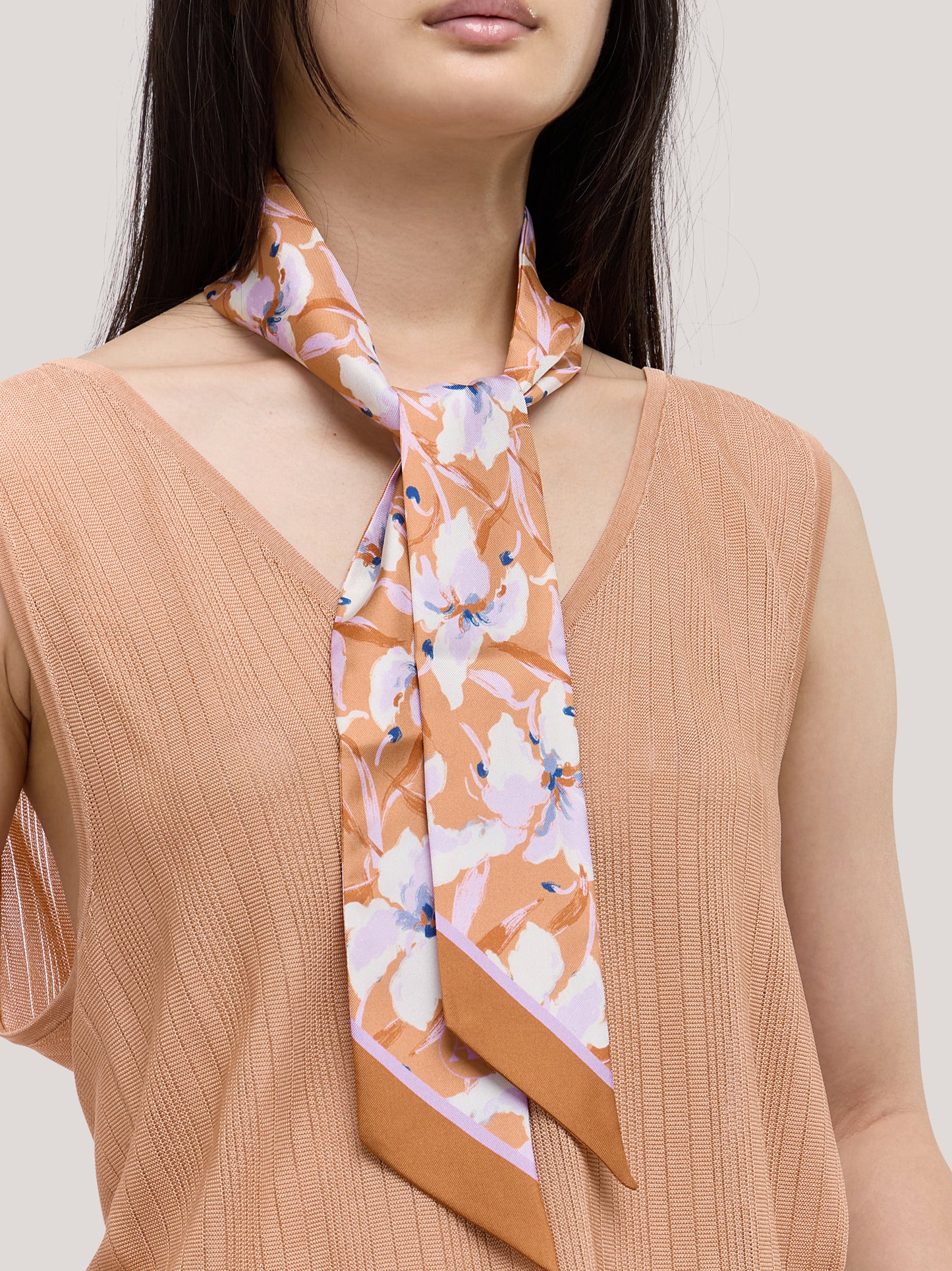 Silk bandeau in orchid pattern 6x120 peach/lillac sca057_s2613a_tpesli 72636359541062