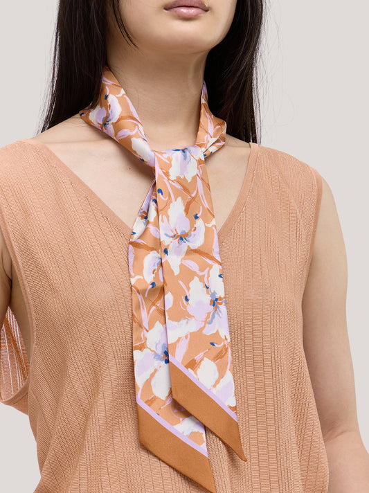 Bandeau in seta fantasia orchidea, 6x120 pesca/lilla sca057_s2613a_tpesli