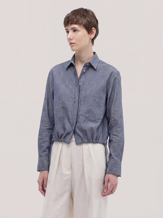 Bomber in cotone lino effetto jeans blu roy tod010_n_col3_t00009