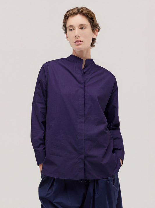 Camicia over con taglio davanti in popeline blu navy top080_n_s2610a_tblnav
