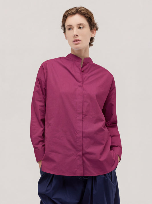 Camicia over con taglio davanti in popeline dark grape top080_n_s2610a_tdagra