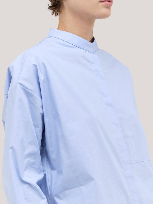 Camicia over con taglio davanti in popeline - Camicia over con taglio davanti in popeline alt - 002