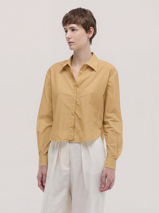 Camicia crop in cotone sable top083_bn_s2610a_tsable