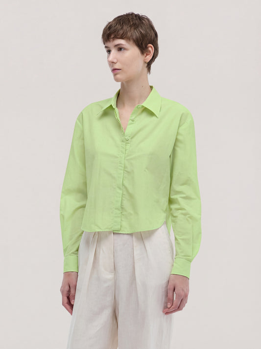 Camicia crop in cotone menta top083_bn_s2610a_tmenta